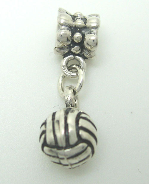 EARRINGS TEAM VOLLEYBALL ANTIQUE SILVER CHARM CLASP BAIL SPORTS 3D 